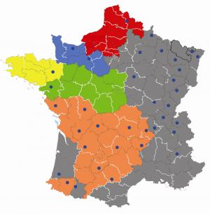 Carte des 5 sections